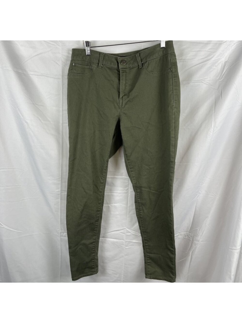 Jordache Womens Green Super Skinny Chino Pants Stretch Size 12